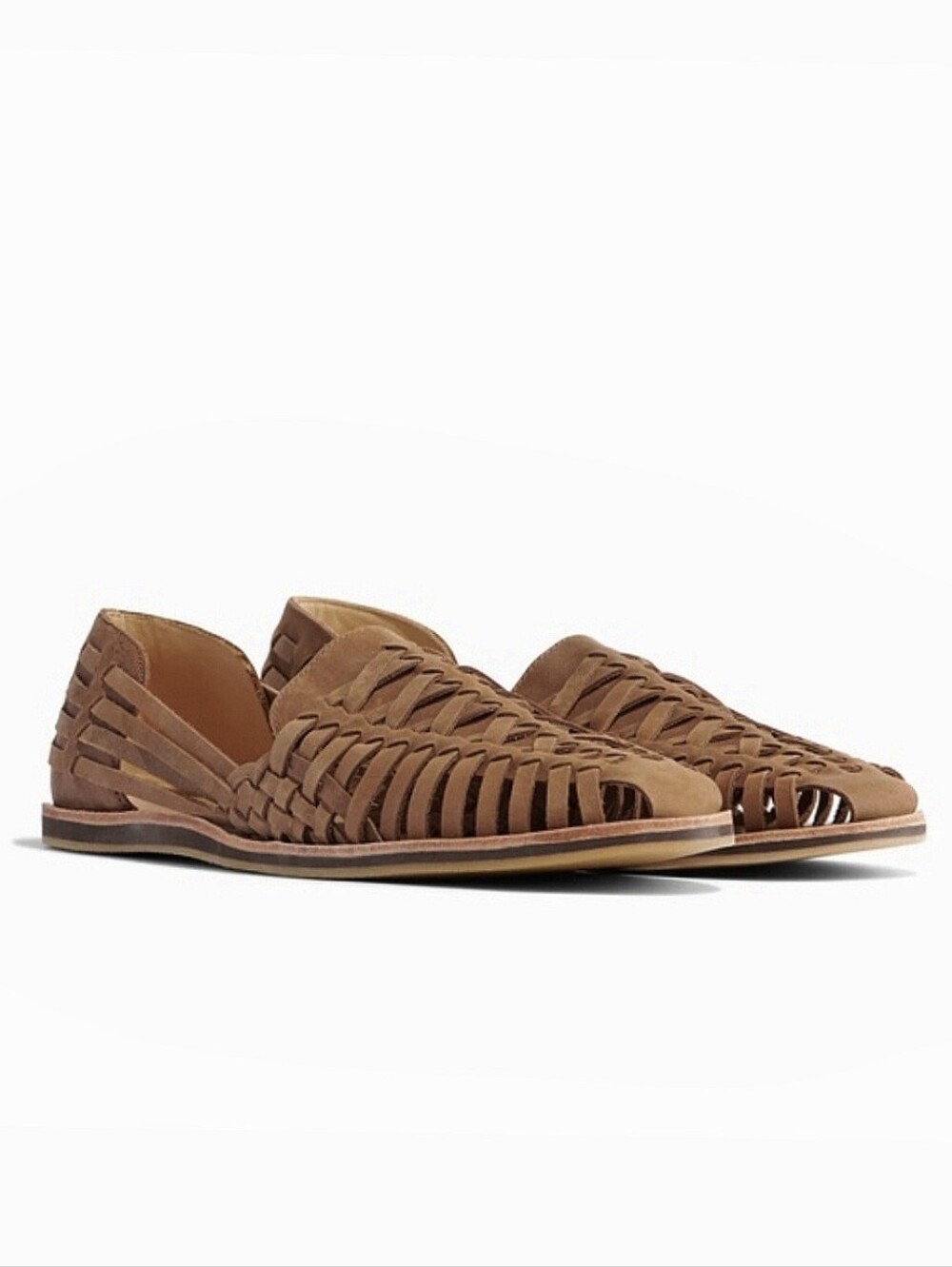 NISOLO Huarache Sandals Men's US 12 Brown Woven Leather Flats